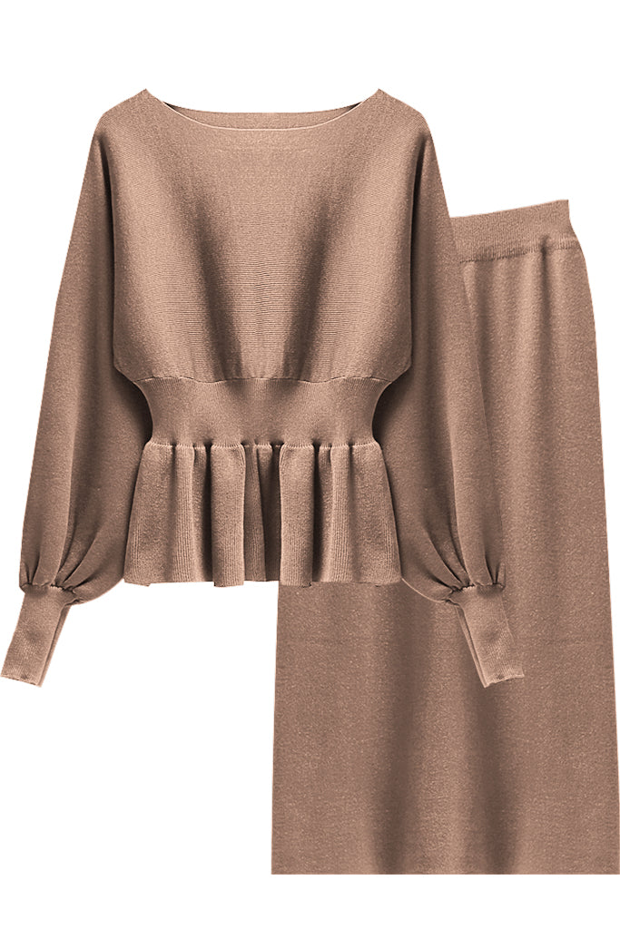 Conjunto de Punto Alorta Verde con Blusa y Falda