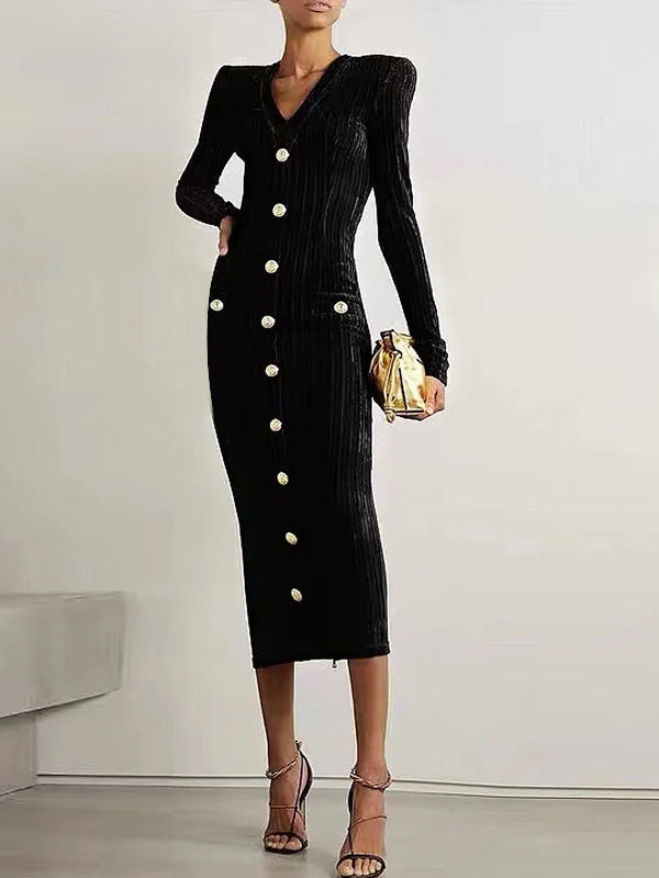 Vestido de noche de terciopelo negro Sorrento