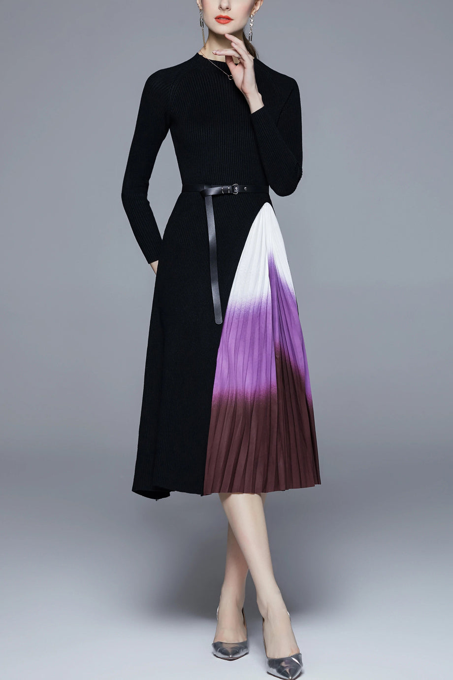 Elviane Dress with Pleated Skirt