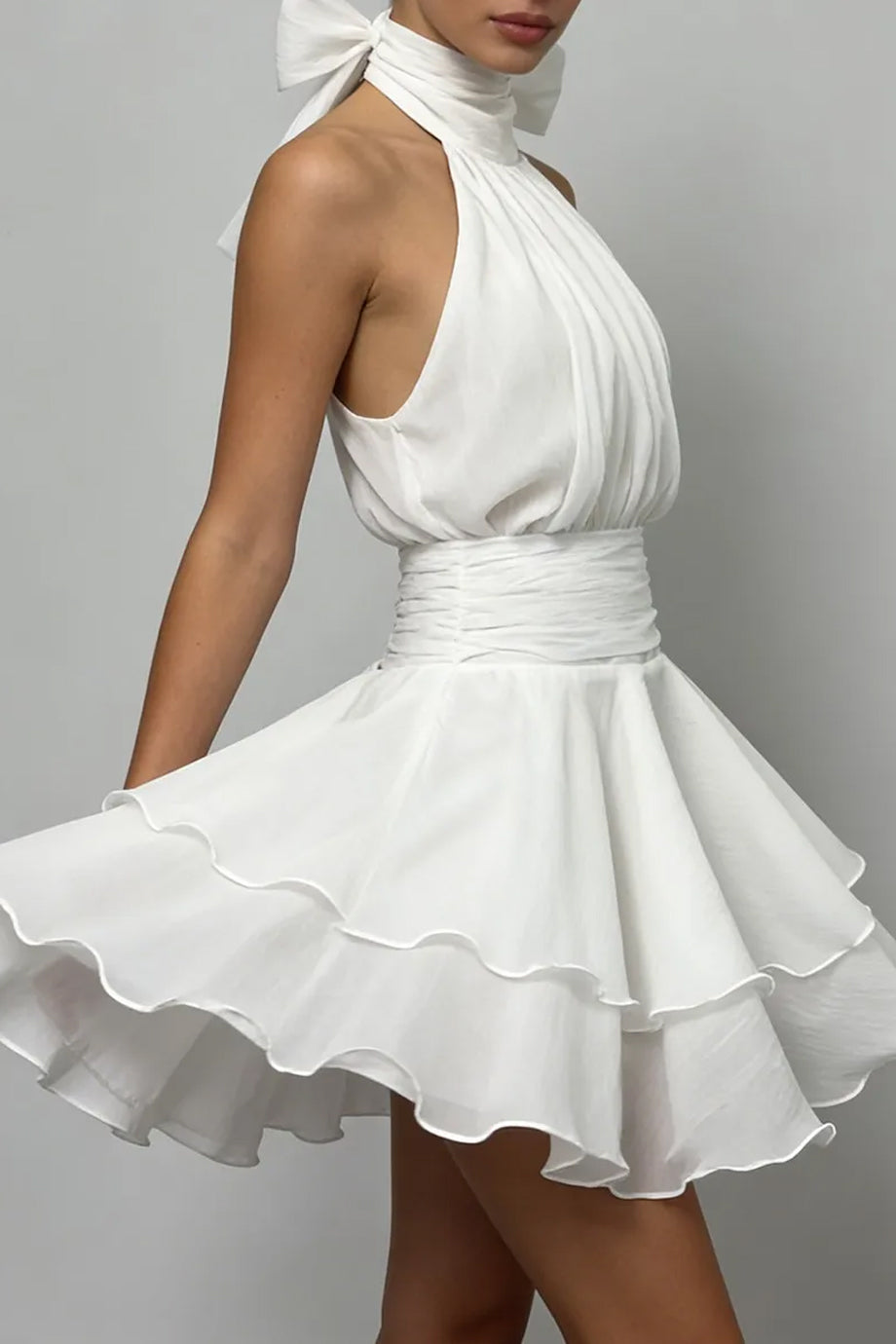 Serenelle Φόρεμα με Ανοικτή Πλάτη και Βολάν | Βραδινά Φορέματα Evening Dresses | Serenelle Flared Open Back Mini Dress