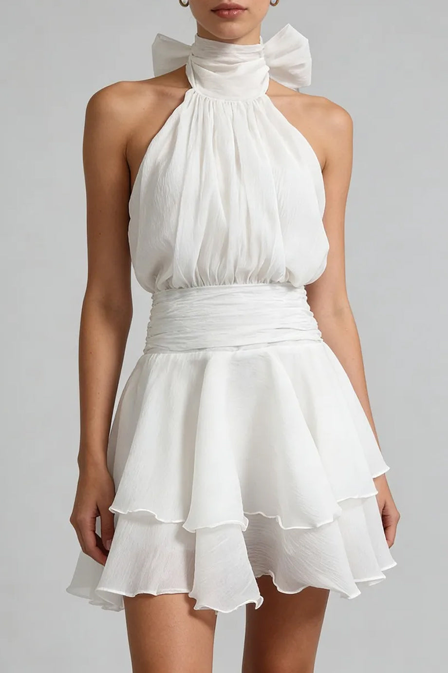 Serenelle Φόρεμα με Ανοικτή Πλάτη και Βολάν | Βραδινά Φορέματα Evening Dresses | Serenelle Flared Open Back Mini Dress