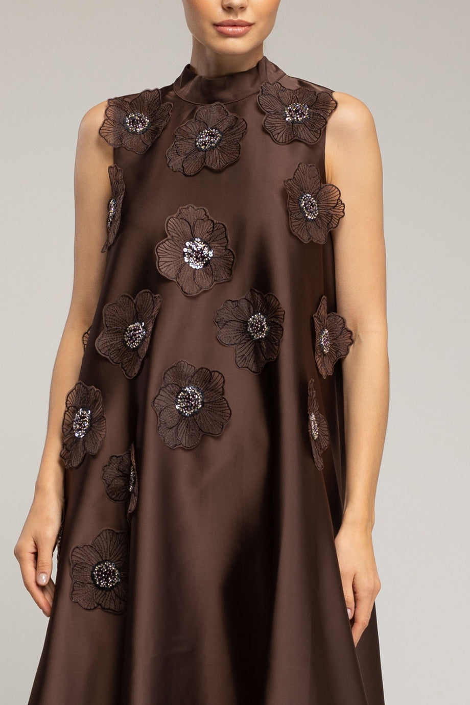 Calissea Βραδινό Μίντι Φόρεμα με Απλικέ Λουλούδια | Γυναικεία Φορέματα - dresses| Calissea Midi Evening Dress with Floral Appliqués