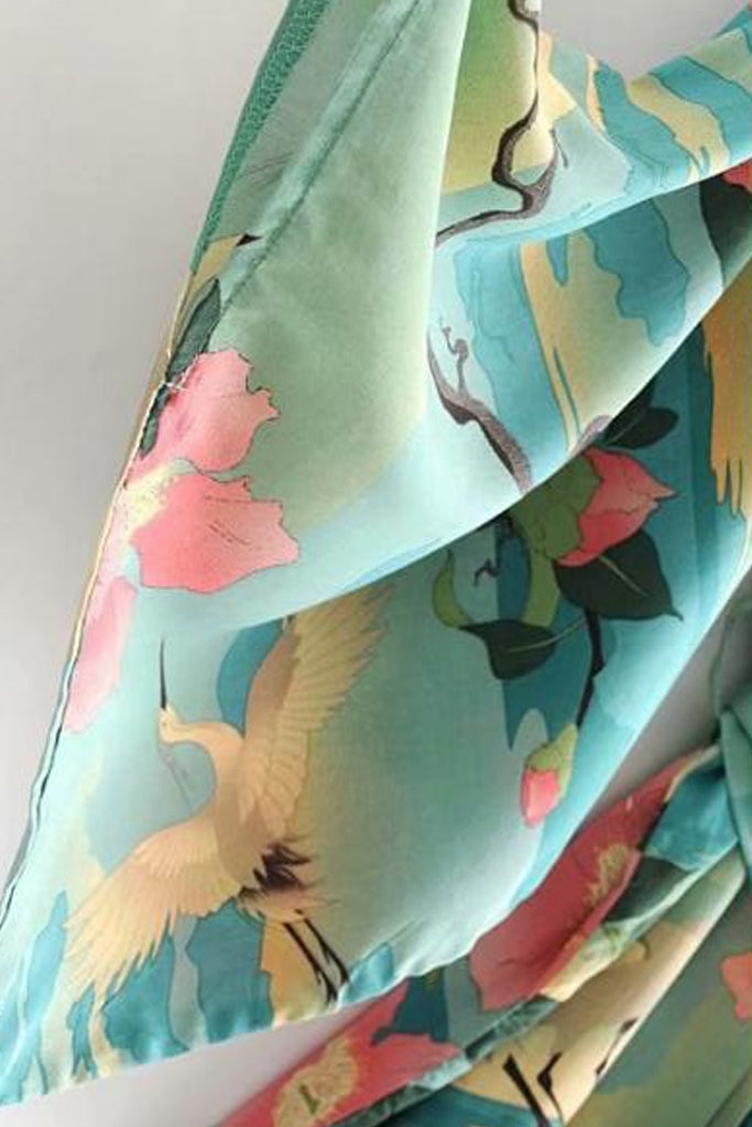 Nozomi Γαλάζιο Πετρόλ Πολύχρωμο Εμπριμέ Κιμονό | Γυναικεία Ρούχα - Beachwear - Loungewear