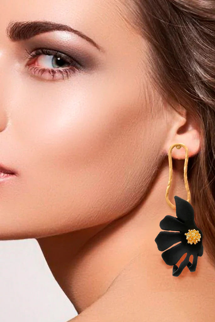 Pendientes Lecaly Flor Oro Negro