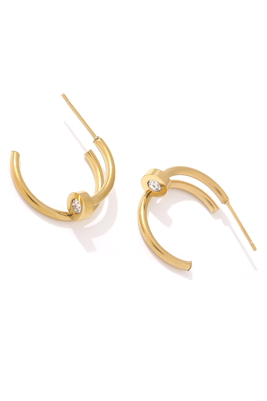 Pendientes de aro dobles en oro Double Up