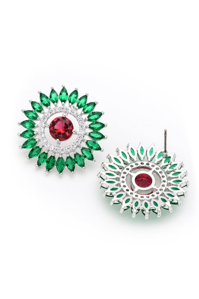 Pendientes Emelia Redondos con Cristales Verdes