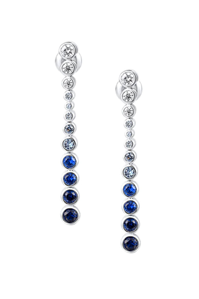 Pendientes largos Taylor de plata con cristales y piedras preciosas de espinela azul