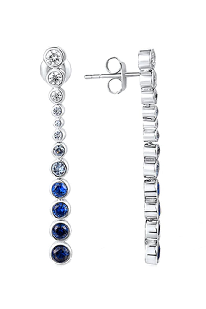 Pendientes largos Taylor de plata con cristales y piedras preciosas de espinela azul