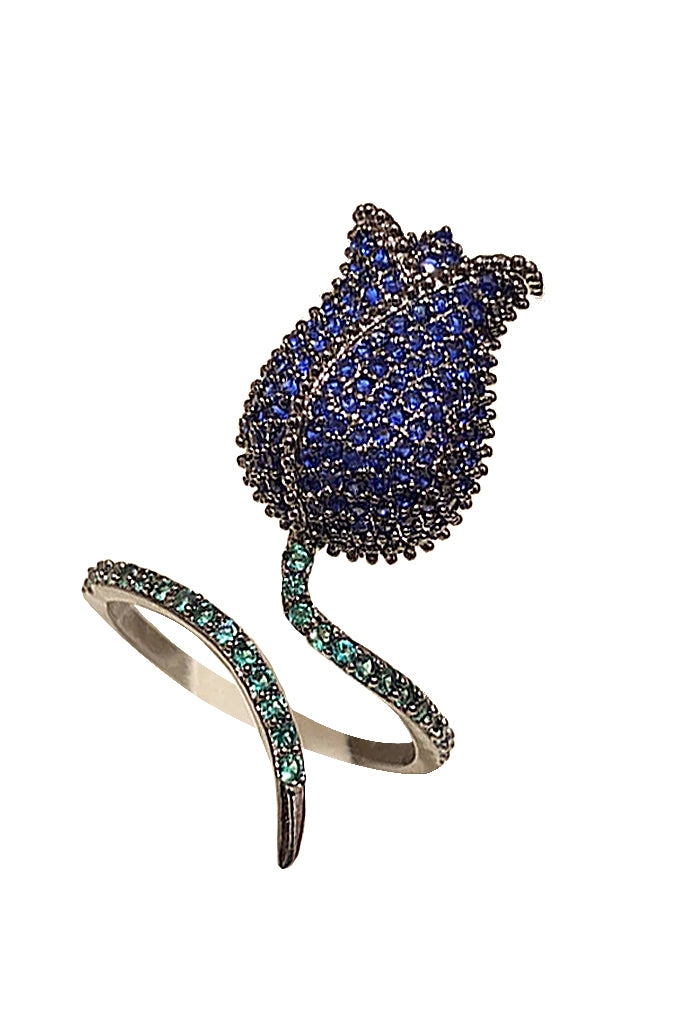Anillo Wallis Flor con Cristales