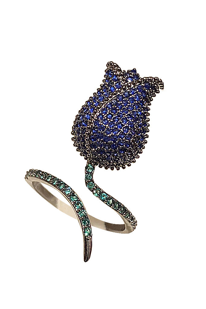 Anillo Wallis Flor con Cristales
