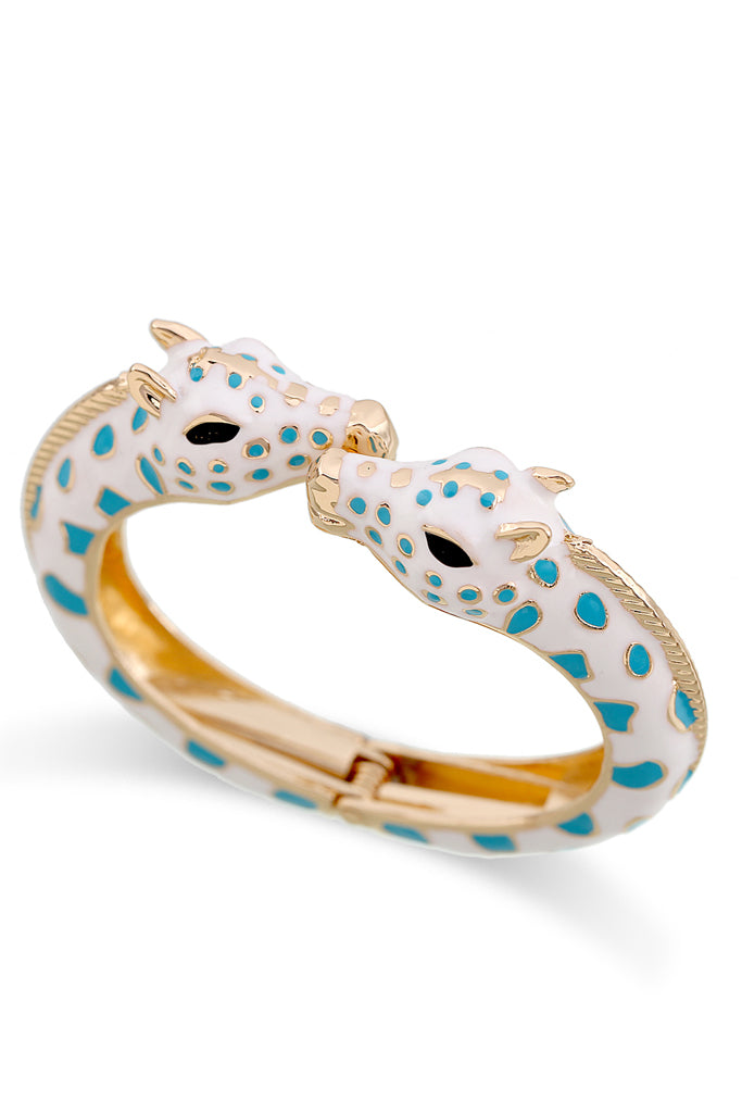 Pulsera de esposas blanca con jirafas besándose