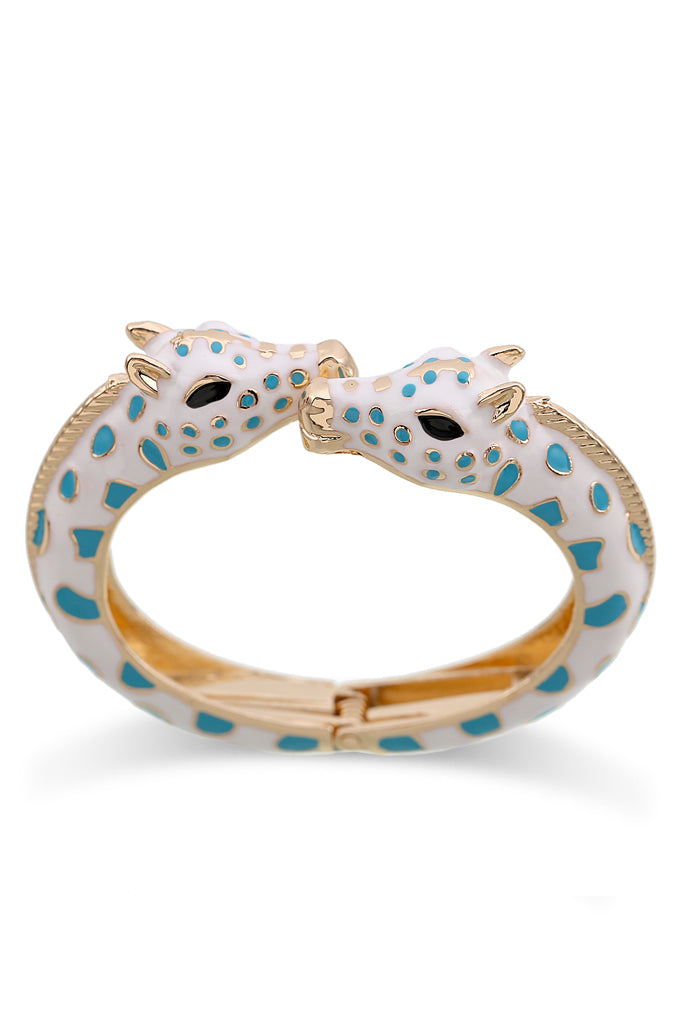 Pulsera de esposas blanca con jirafas besándose