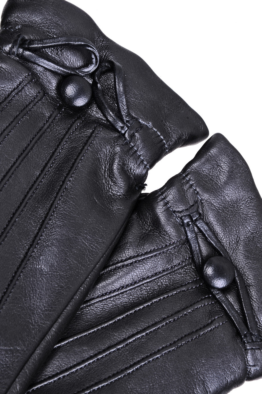 Σκούρo Γκρι Δερμάτινα Γάντια με Κουμπί - Demi | Γυναικεία Γάντια