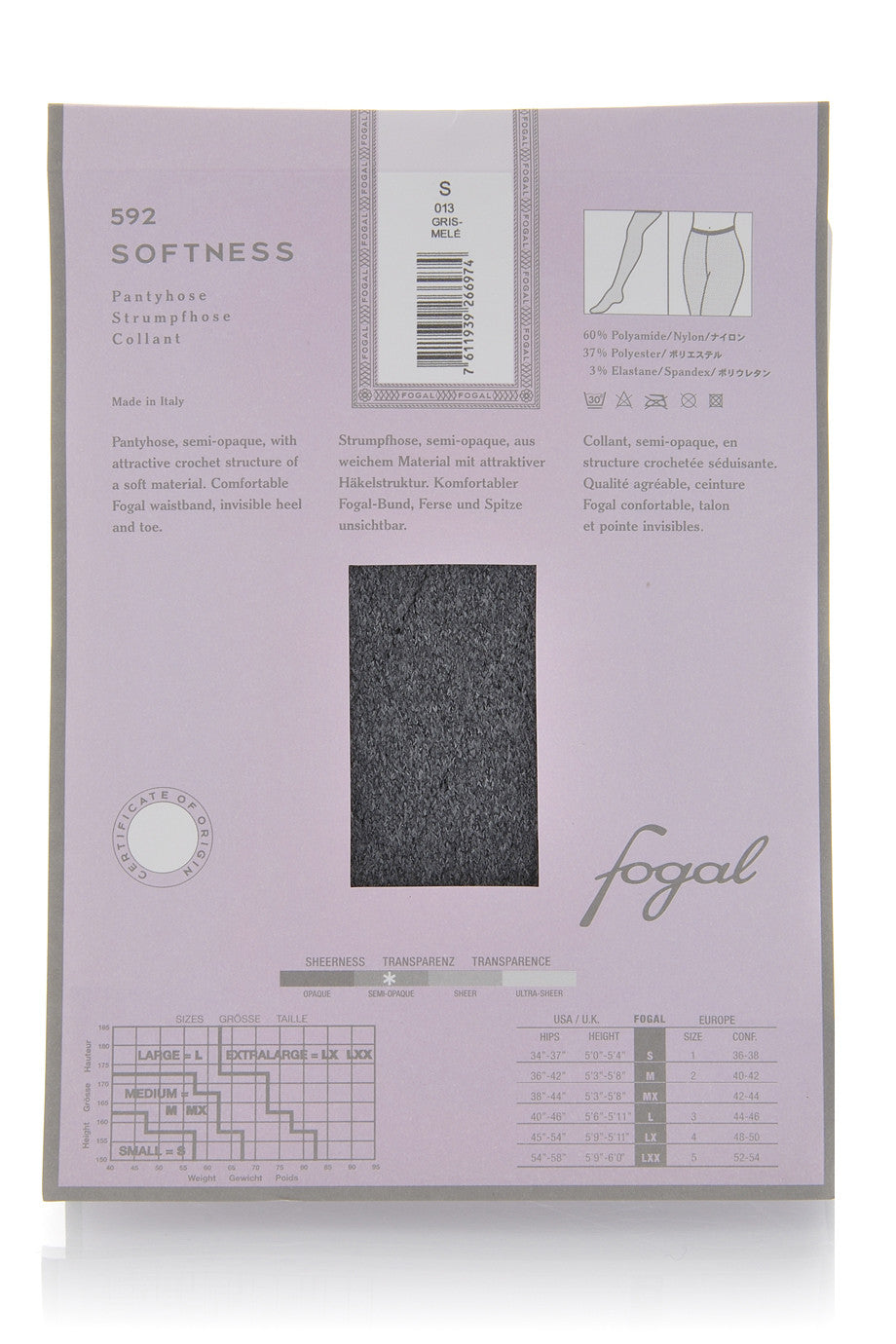 FOGAL 592 SOFTNESS Γκρι Πλεκτό Καλσόν