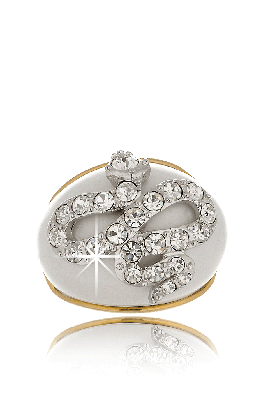 Λευκό Δαχτυλίδι με Κρύσταλλα - Kenneth Jay Lane | Κοσμήματα