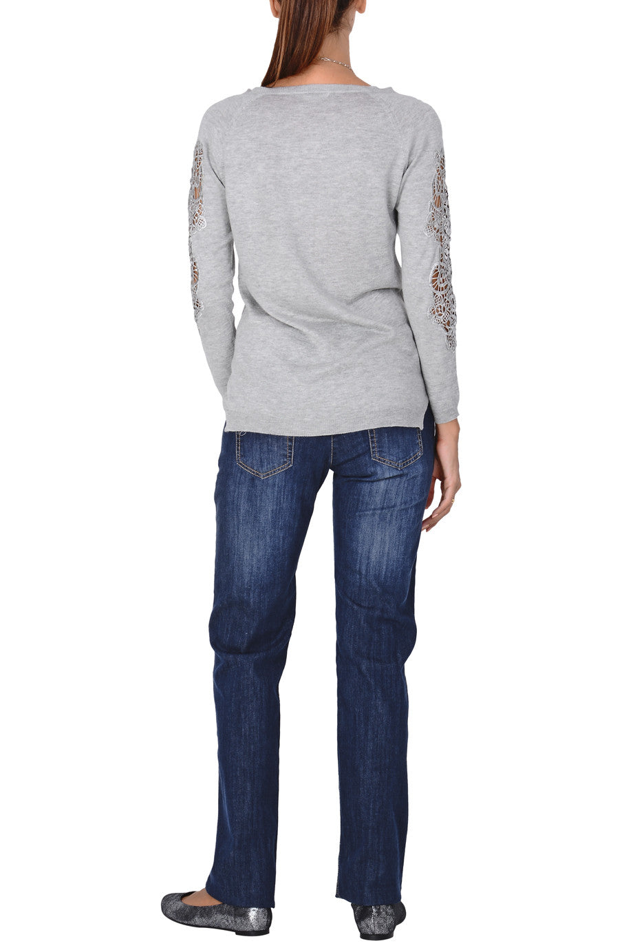 Γκρι Μπλούζα με Δαντέλα | Γυναικεία Ρούχα