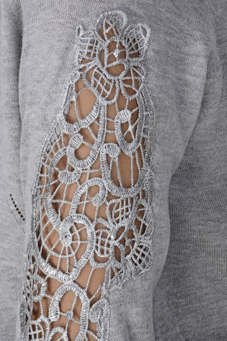 Γκρι Μπλούζα με Δαντέλα | Γυναικεία Ρούχα