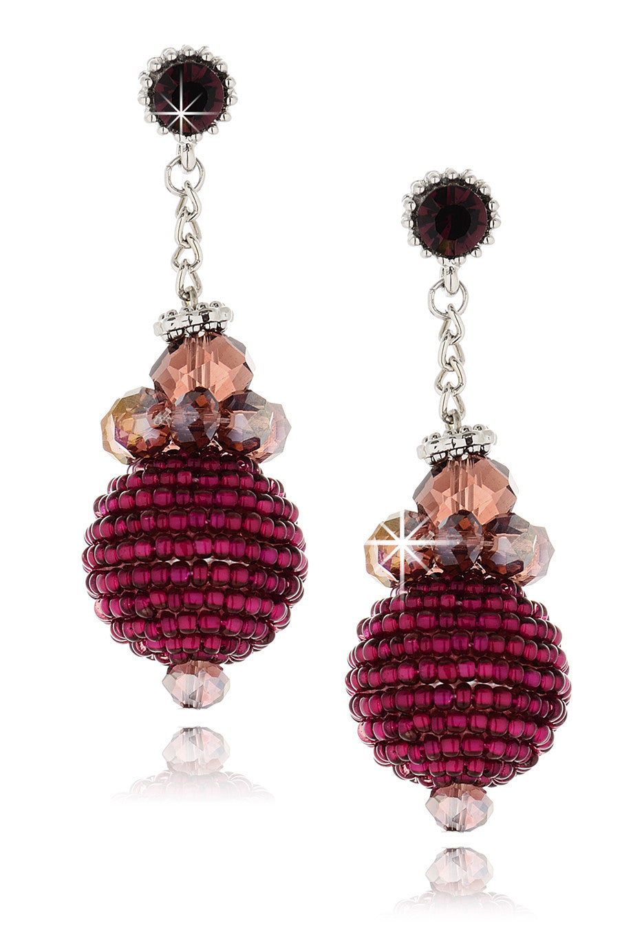 Φούξια Σκουλαρίκια με Χάντρες - Vanity Her | Κοσμήματα