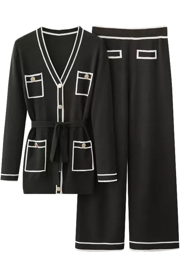 Conjunto de chaqueta y pantalón de punto Gusta negro