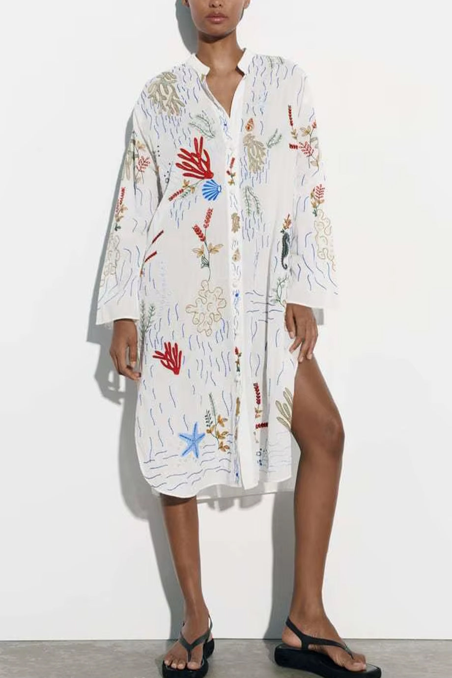 Coraline Κιμονό Πουκαμίσα με Κεντήματα  | Beachwear - Loungewear - Kimono | Coraline Embroidered Kimono Shirt