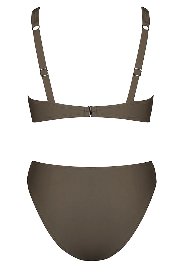 Addison Λαδί Μπικίνι Μαγιό | Γυναικεία Μαγιό - Swimwear | Addison Olive Green V-Cut Mid Waist Bikini