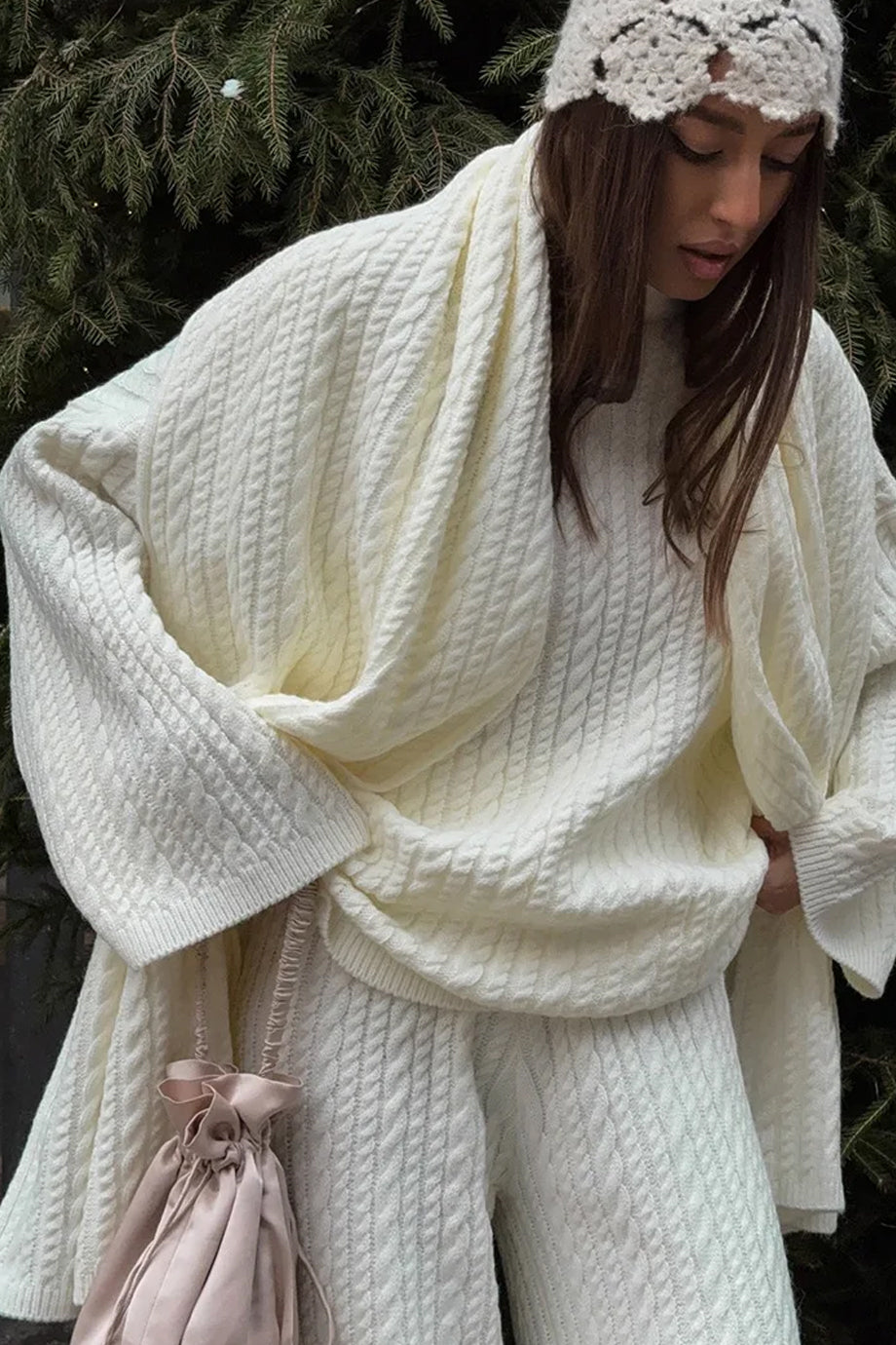 Garnet Πλεκτό Σετ με Rib Υφή με Τοπ και Παντελόνι | Πλεκτά Σετ - Knitwear Sets| Garnet Ribbed Knit Set with Top and Trousers