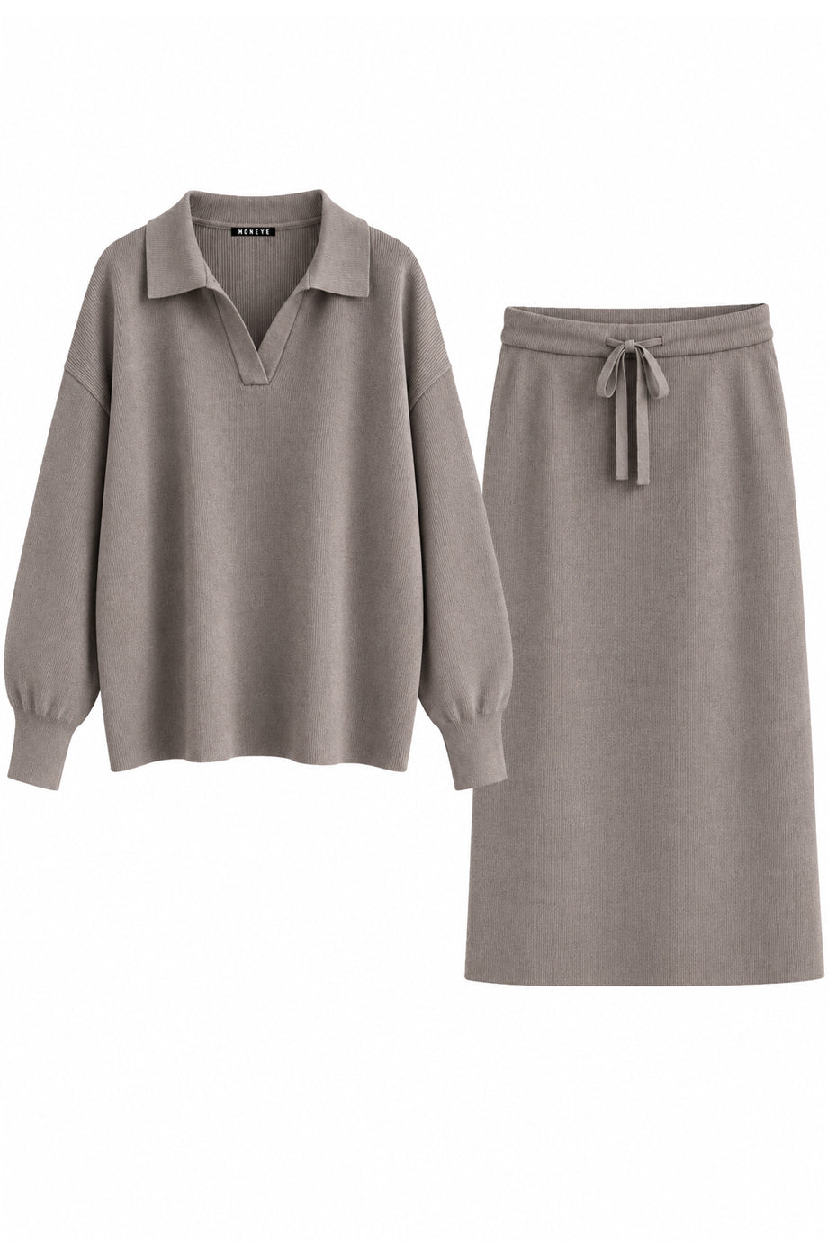 Marlow Πλεκτό Σετ Μπλούζα Polo και Μίντι Φούστα