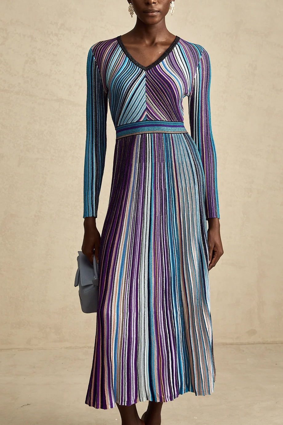 Mathilde Πλεκτό Μίντι Φόρεμα με Ρίγες | Φορέματα - Dresses | Mathilde Metallic Striped Knit Midi Dress