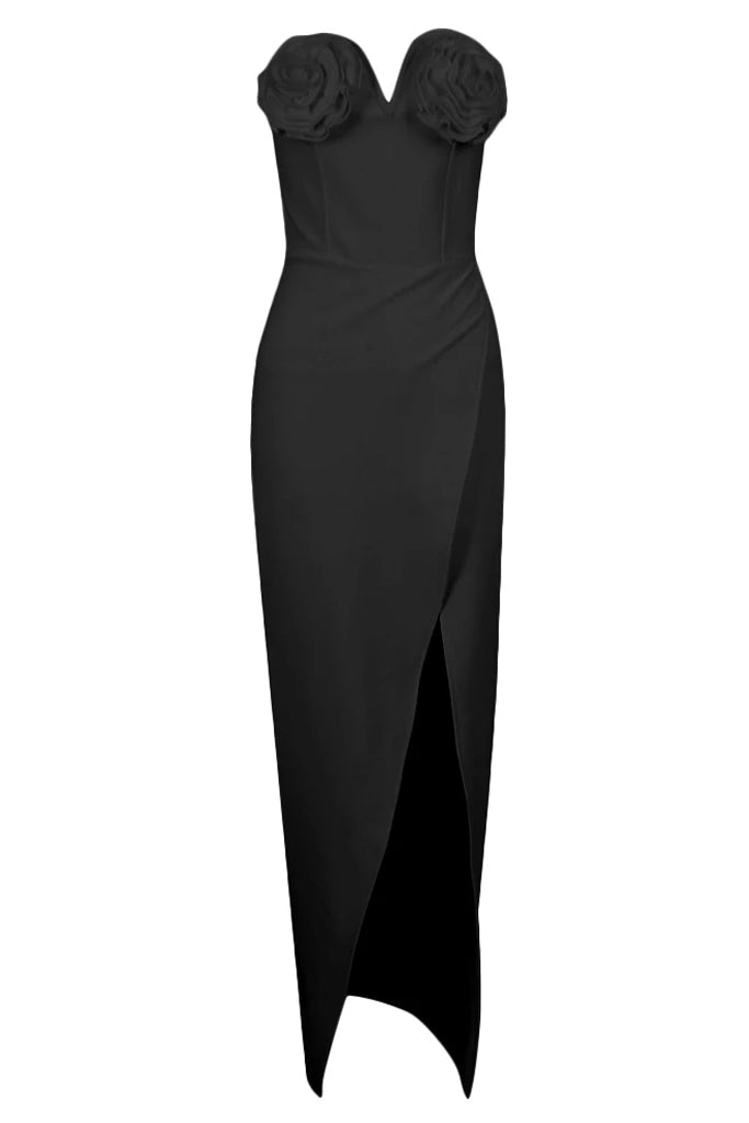 Ciara Μαύρο Στράπλες Φόρεμα | Φορέματα - Βραδινά | Ciara Black High Slit Dress