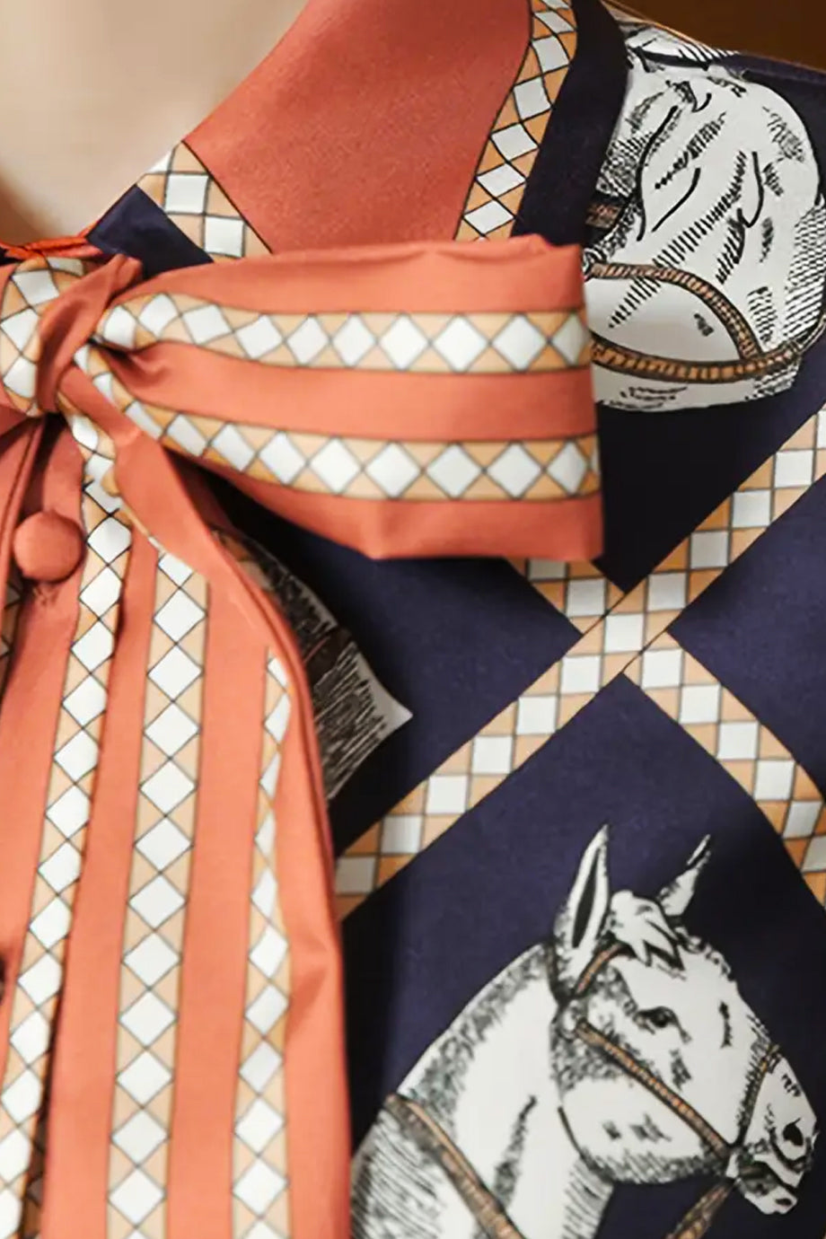 Bronco Equestrian Print Shirt With Bow