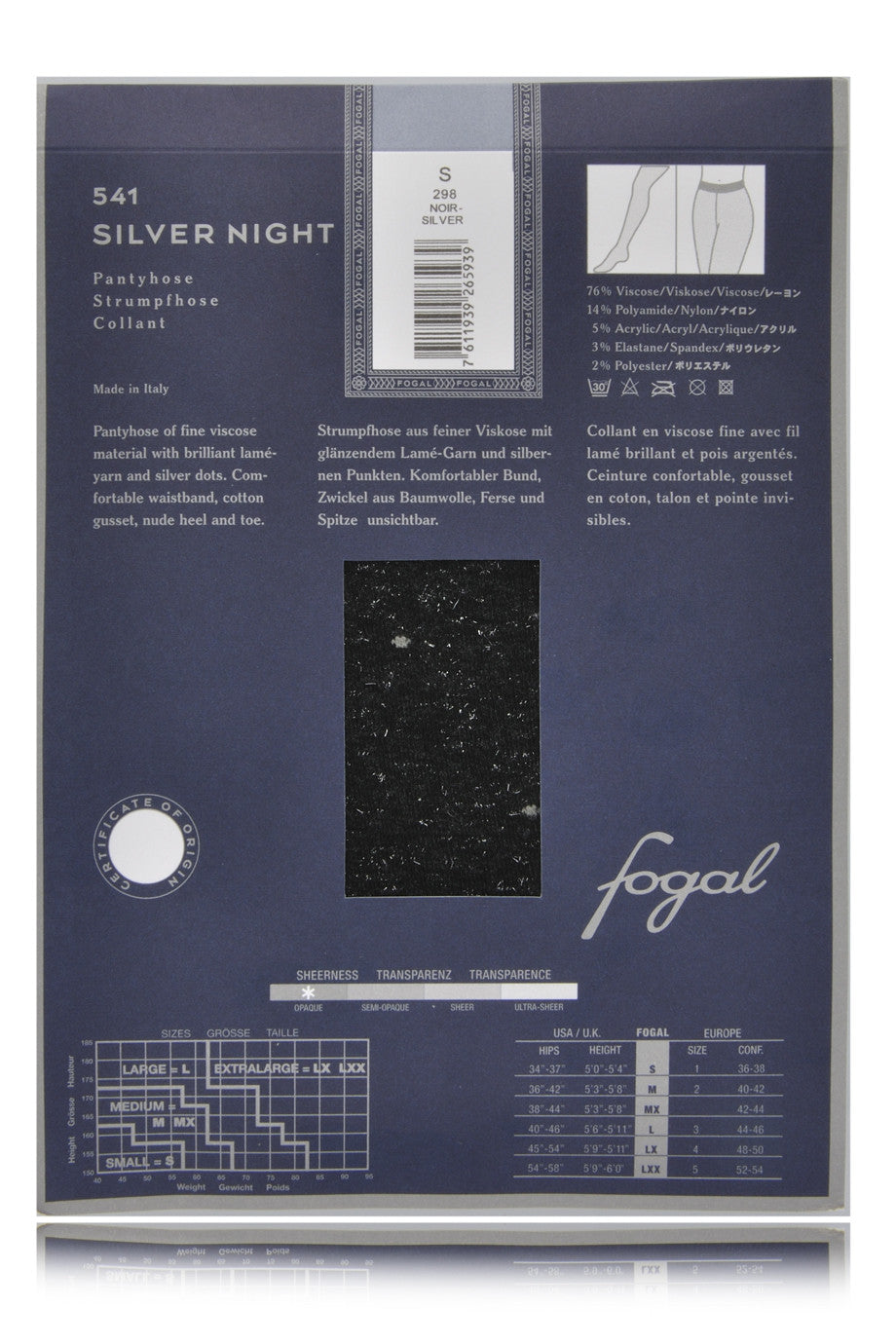 FOGAL 541 SILVER NIGHT Μαύρο Ασημί Καλσόν